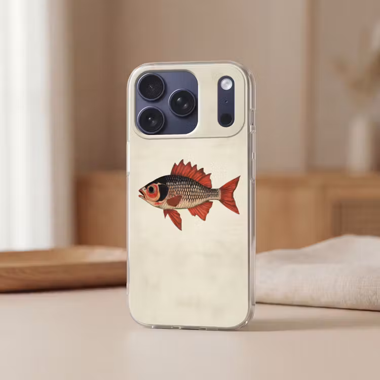 Schubben - Rood - Vis - Vinnen Telefoonhoesje iPhone 17 Pro klein -sfeer2