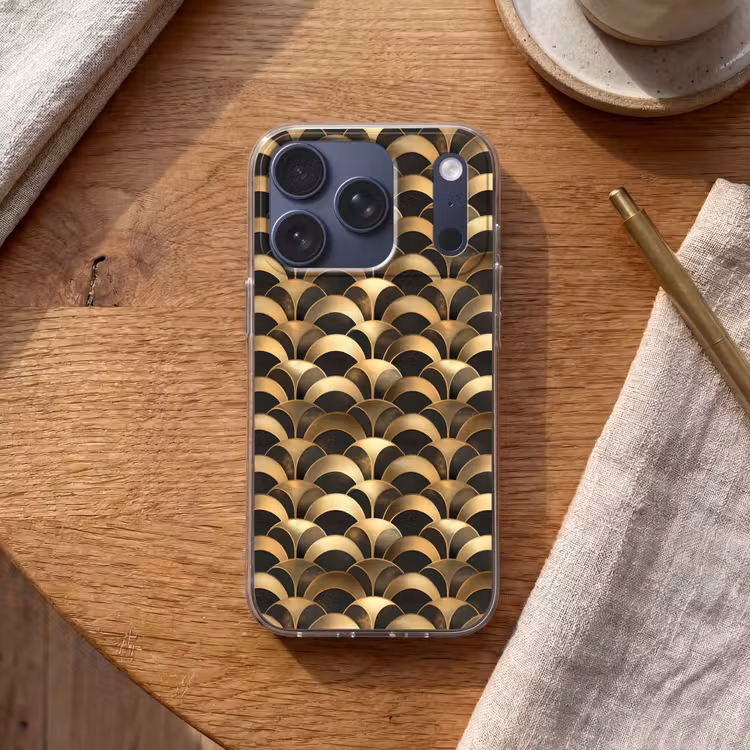Schubben - Structuur - Goud Telefoonhoesje iPhone 17 Pro klein 878 -sfeer1