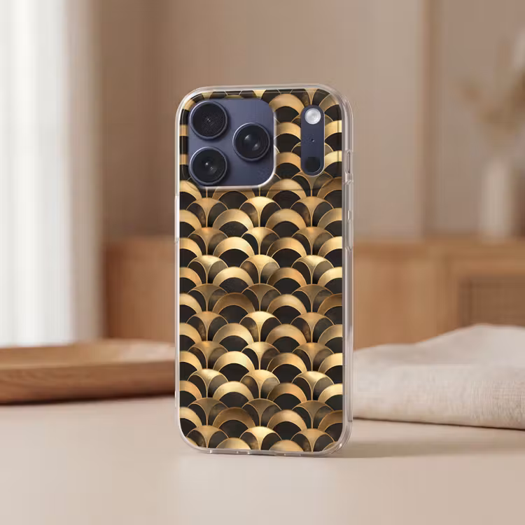 Schubben - Structuur - Goud Telefoonhoesje iPhone 17 Pro klein 878 -sfeer2