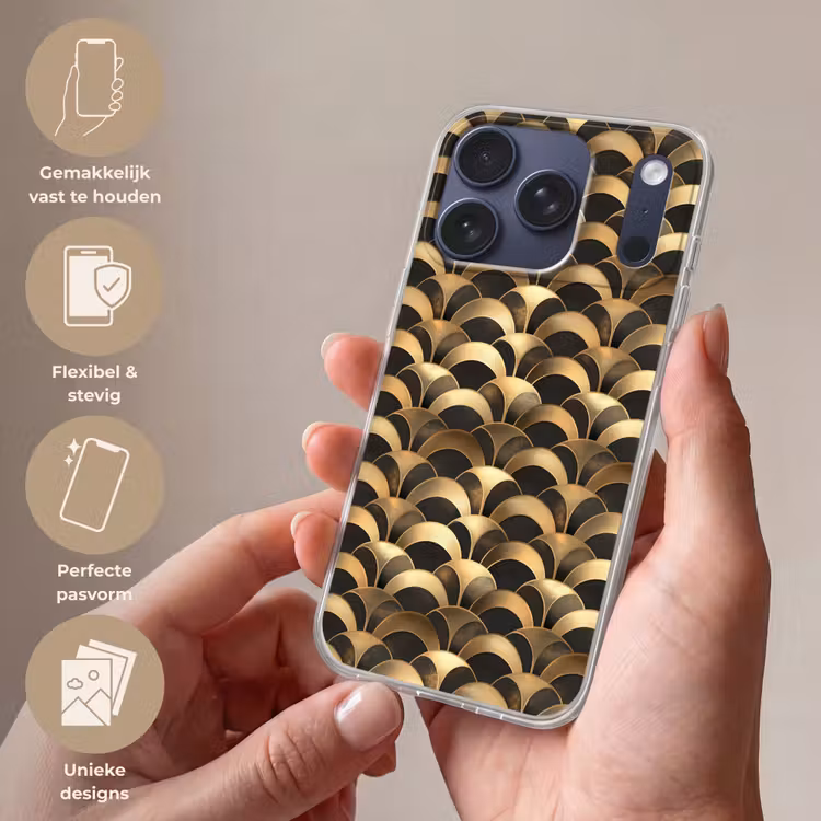 Schubben - Structuur - Goud Telefoonhoesje iPhone 17 Pro klein 878 -sfeer3_NL
