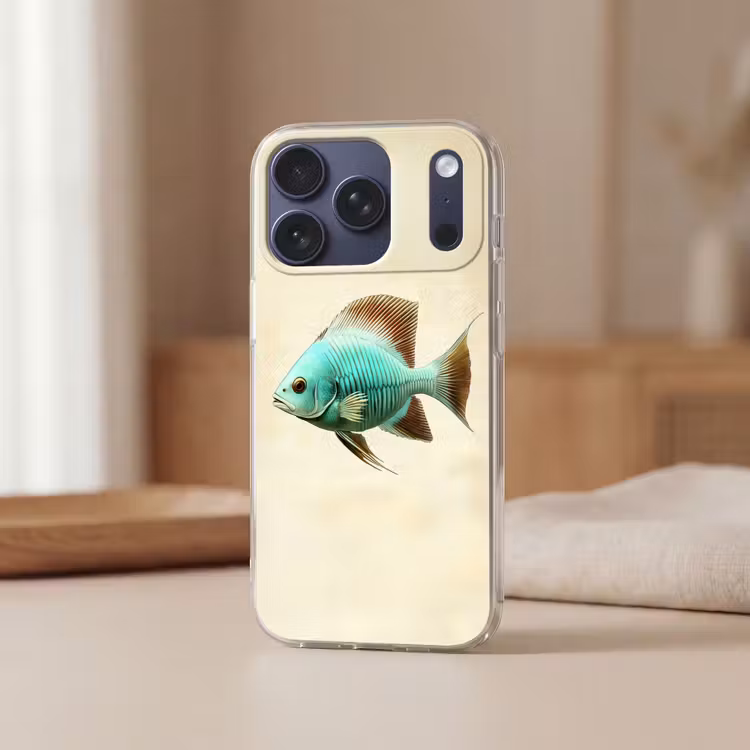 Schubben - Vis - Mint - Minimalistisch Telefoonhoesje iPhone 17 Pro klein -sfeer2