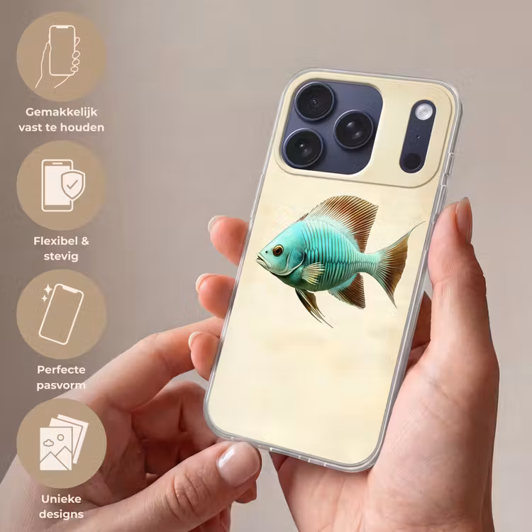 Schubben - Vis - Mint - Minimalistisch Telefoonhoesje iPhone 17 Pro klein -sfeer3_NL
