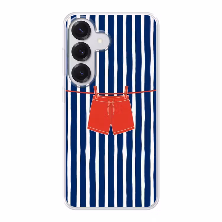 Shorts - Waslijn - Zomer - Illustratie - Rood Telefoonhoesje Samsung Galaxy S26 klein -3d