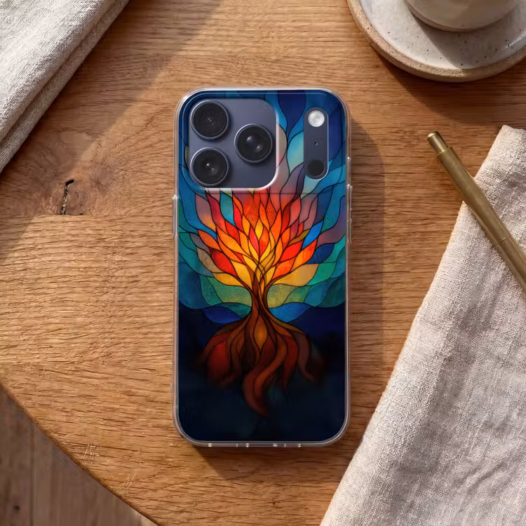 Sierglas - Boom - Rood - Vlakken Telefoonhoesje iPhone 17 Pro klein -sfeer1