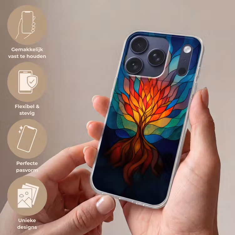 Sierglas - Boom - Rood - Vlakken Telefoonhoesje iPhone 17 Pro klein -sfeer3_NL