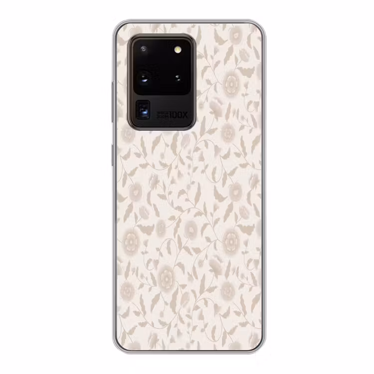 Sierlijk - Bloemen - Beige Telefoonhoesje Samsung Galaxy S20 Ultra klein 358 -3d