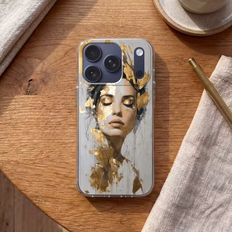 Sierlijk - Vrouw - Goud - Ogen Telefoonhoesje iPhone 17 Pro klein -sfeer1