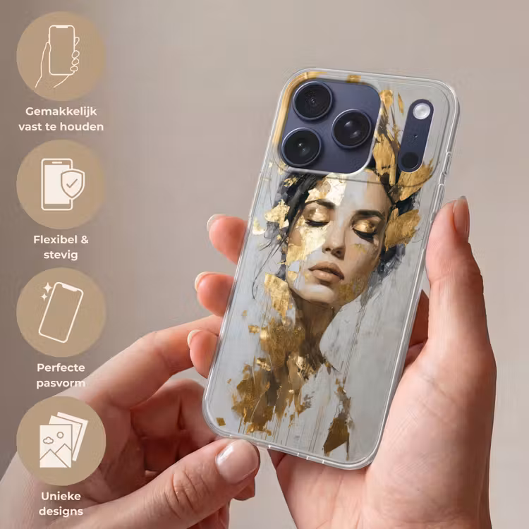 Sierlijk - Vrouw - Goud - Ogen Telefoonhoesje iPhone 17 Pro klein -sfeer3_NL