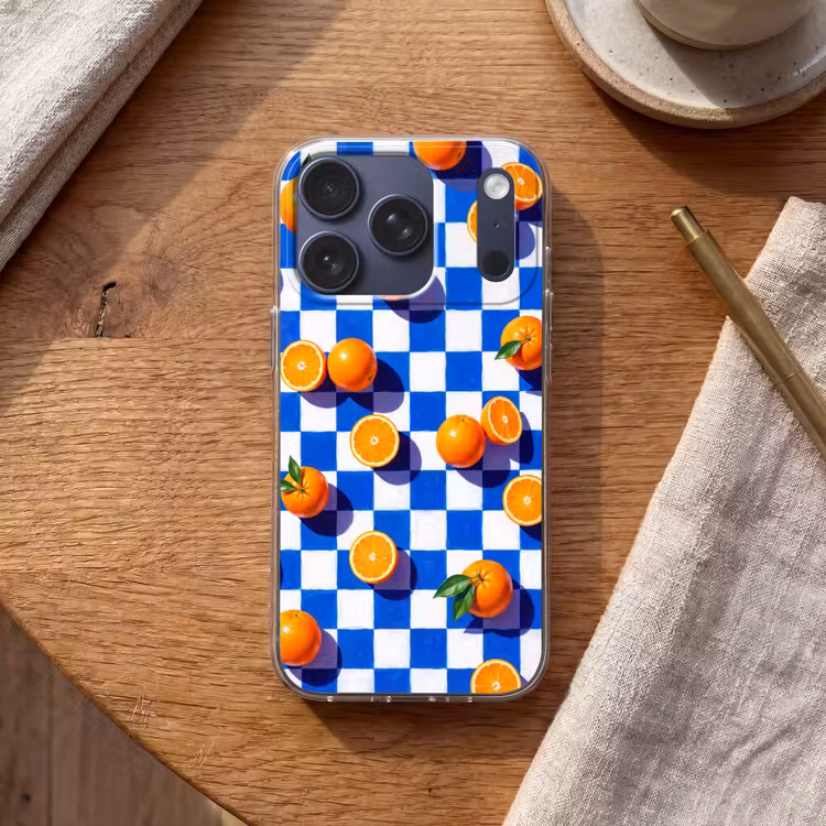 Telefoonhoesje - Sinaasappel - Geruit - Eten - Sinaasappel - Geruit - Eten Telefoonhoesje iPhone 17 Pro klein