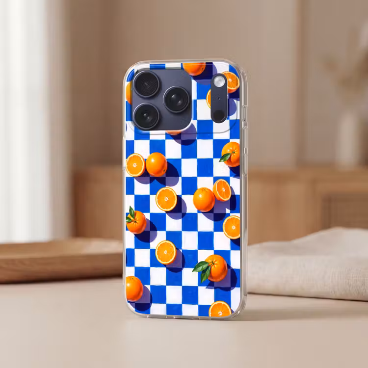 Telefoonhoesje - Sinaasappel - Geruit - Eten - Sinaasappel - Geruit - Eten Telefoonhoesje iPhone 17 Pro klein