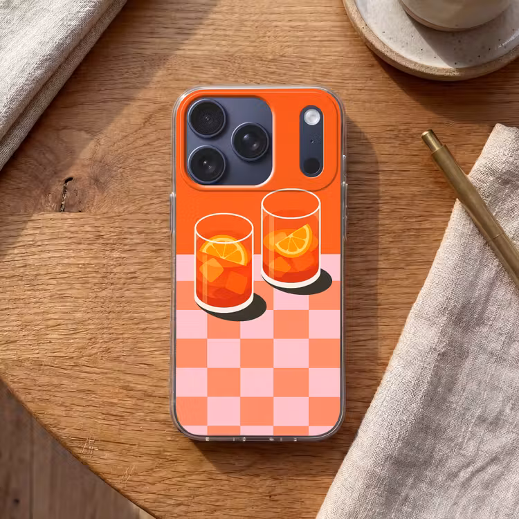 Sinaasappel - Glazen - Oranje Telefoonhoesje iPhone 17 Pro klein -sfeer1