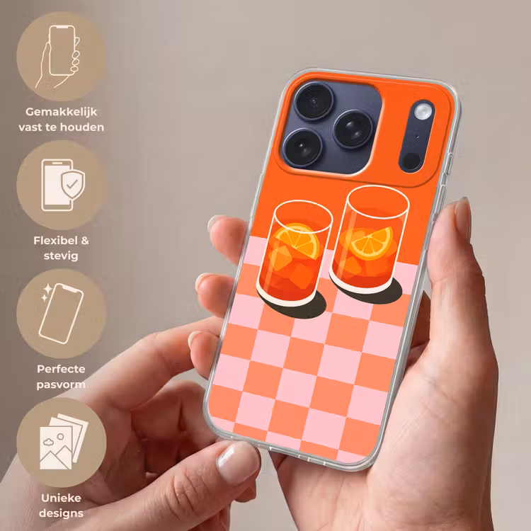 Sinaasappel - Glazen - Oranje Telefoonhoesje iPhone 17 Pro klein -sfeer3_NL