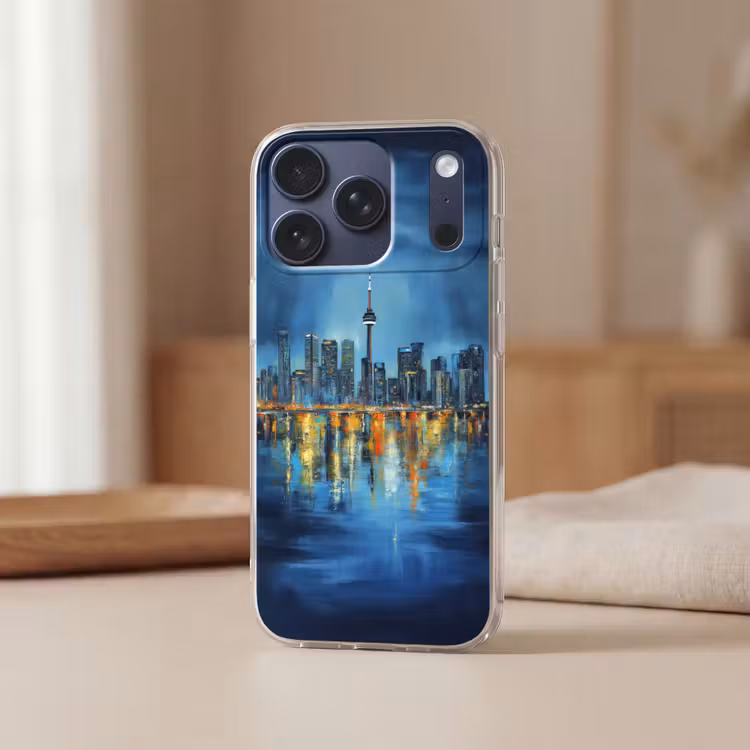 Skyline Toronto - Water - Stadslichten - Toren Telefoonhoesje iPhone 17 Pro klein -sfeer2