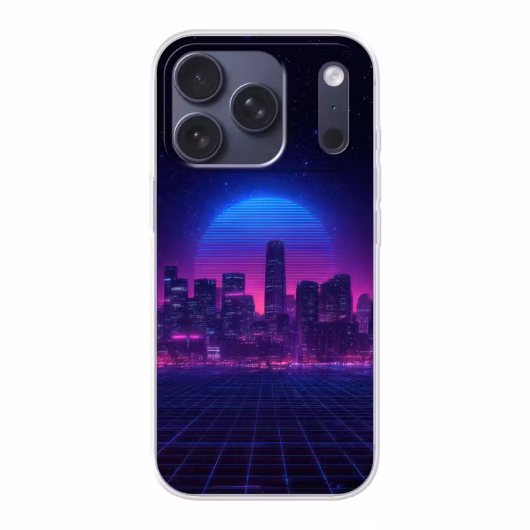 Skyline - Zon - Neon - Rasterpatroon Telefoonhoesje iPhone 17 Pro klein -3d