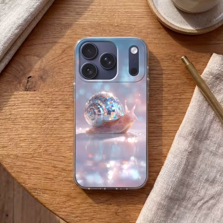 Slak - Disco - Mozaïek - Blauw Telefoonhoesje iPhone 17 Pro klein -sfeer1