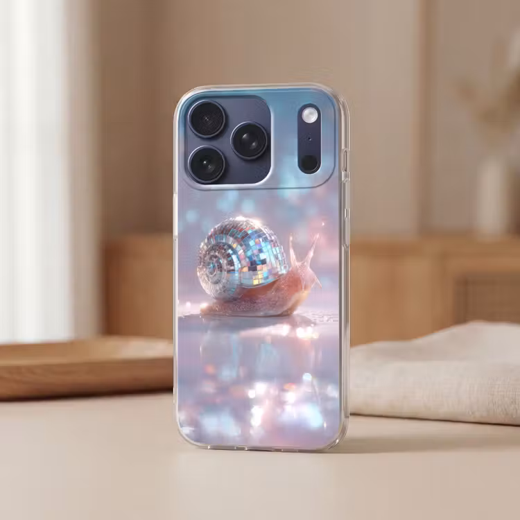 Slak - Disco - Mozaïek - Blauw Telefoonhoesje iPhone 17 Pro klein -sfeer2