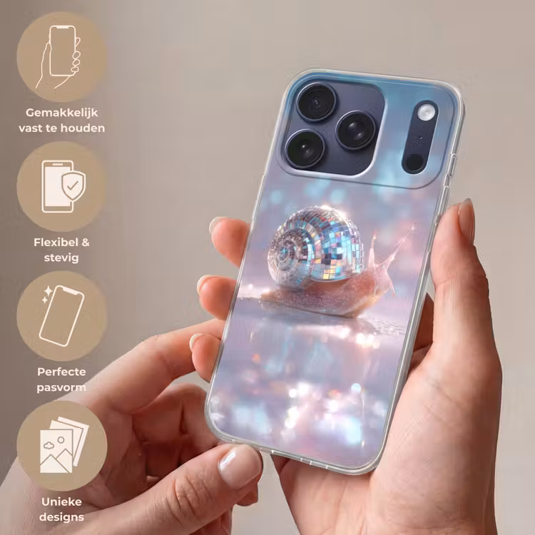 Slak - Disco - Mozaïek - Blauw Telefoonhoesje iPhone 17 Pro klein -sfeer3_NL
