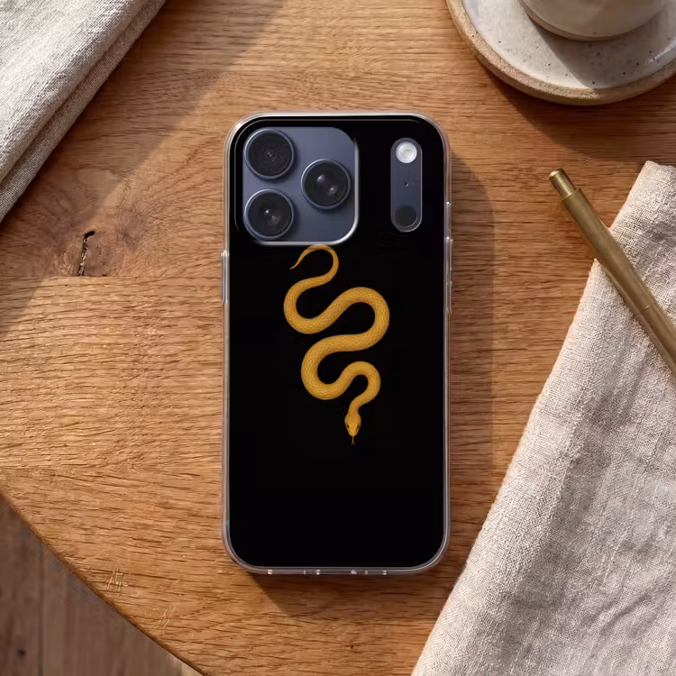 Slang - Minimalistisch - Goud Telefoonhoesje iPhone 17 Pro klein -sfeer1