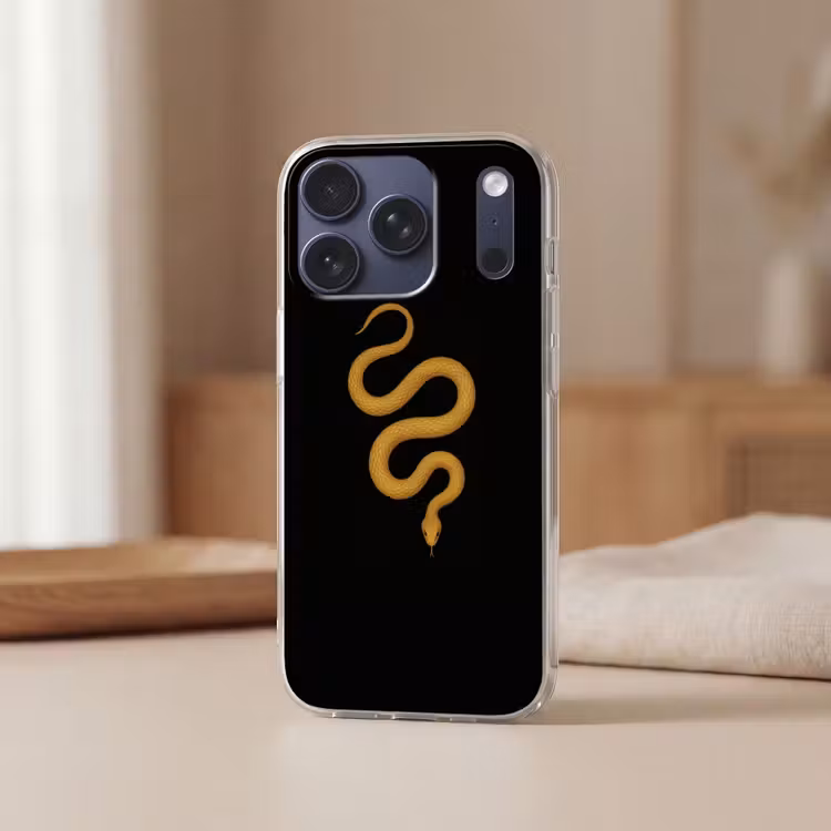 Slang - Minimalistisch - Goud Telefoonhoesje iPhone 17 Pro klein -sfeer2