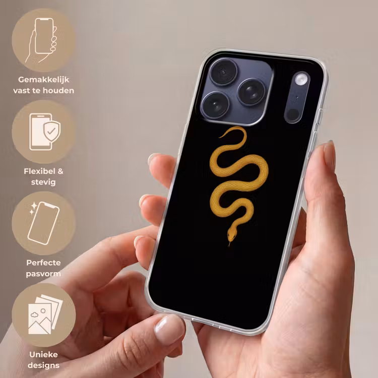 Slang - Minimalistisch - Goud Telefoonhoesje iPhone 17 Pro klein -sfeer3_NL
