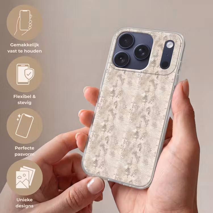 Slang - Patroon - Beige Telefoonhoesje iPhone 17 Pro klein 878 -sfeer3_NL