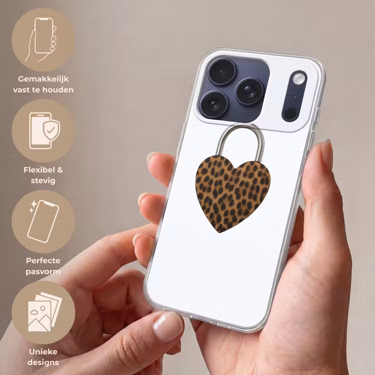 Slot - Hartvormig - Bruin - Panterprint Telefoonhoesje iPhone 17 Pro klein -sfeer3_NL