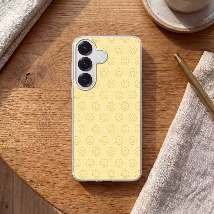 Smileys - Patroon - Retro - Zachtgeel Telefoonhoesje Samsung Galaxy S26 klein 975 -sfeer1