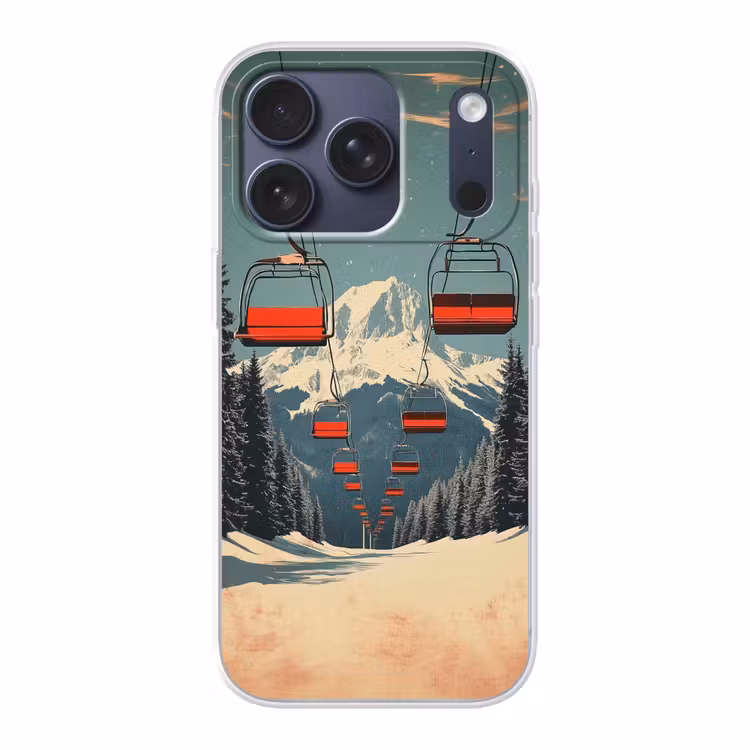 Sneeuw - Skilift - Rood - Bomen Telefoonhoesje iPhone 17 Pro klein -3d