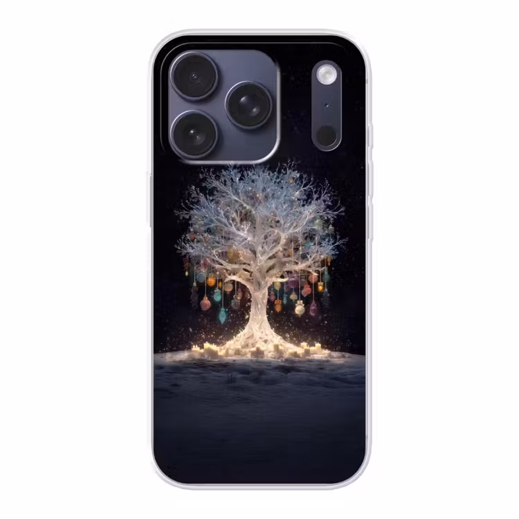 Sneeuwboom - Lichtjes - Wit - Kleurrijk Telefoonhoesje iPhone 17 Pro klein -3d