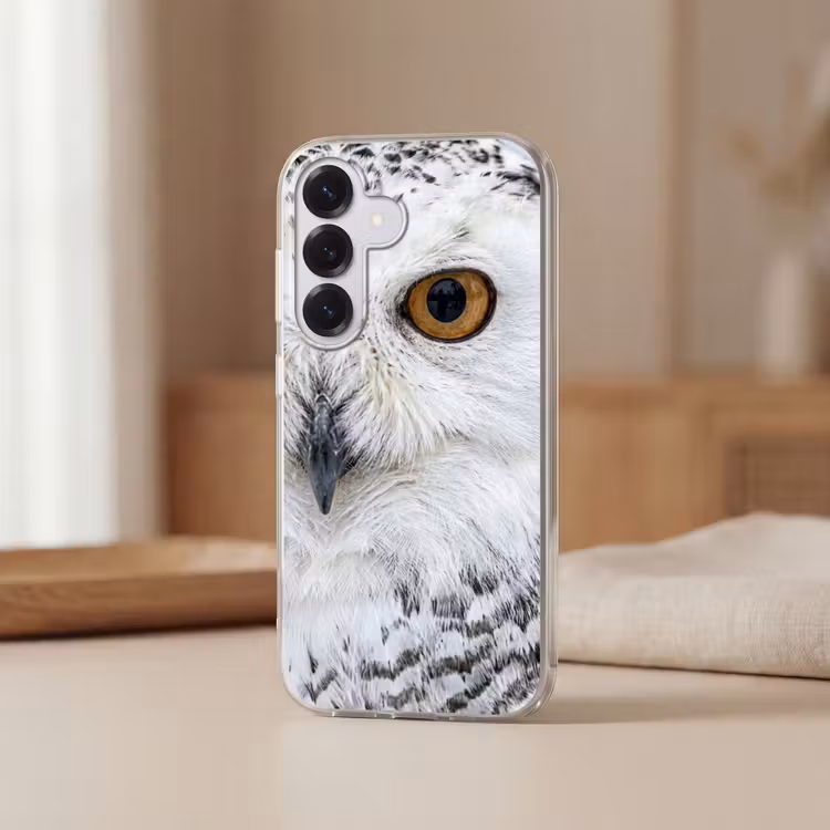 Sneeuwuil - Oog - Wildlife - Wit Telefoonhoesje Samsung Galaxy S26 klein -sfeer2