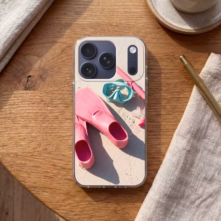 Snorkelset - Strand - Zomer - Roze Telefoonhoesje iPhone 17 Pro klein -sfeer1