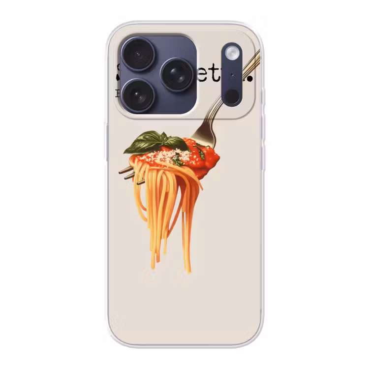 Spaghetti - tomatensaus - Parmezaanse kaas Telefoonhoesje iPhone 17 Pro klein -3d