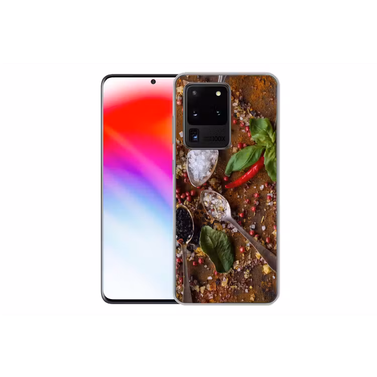 Specerijen - Kruiden - Lepels - Zout - Bruin - Keuken Telefoonhoesje Samsung Galaxy S20 Ultra klein -dubbelS20Ultra