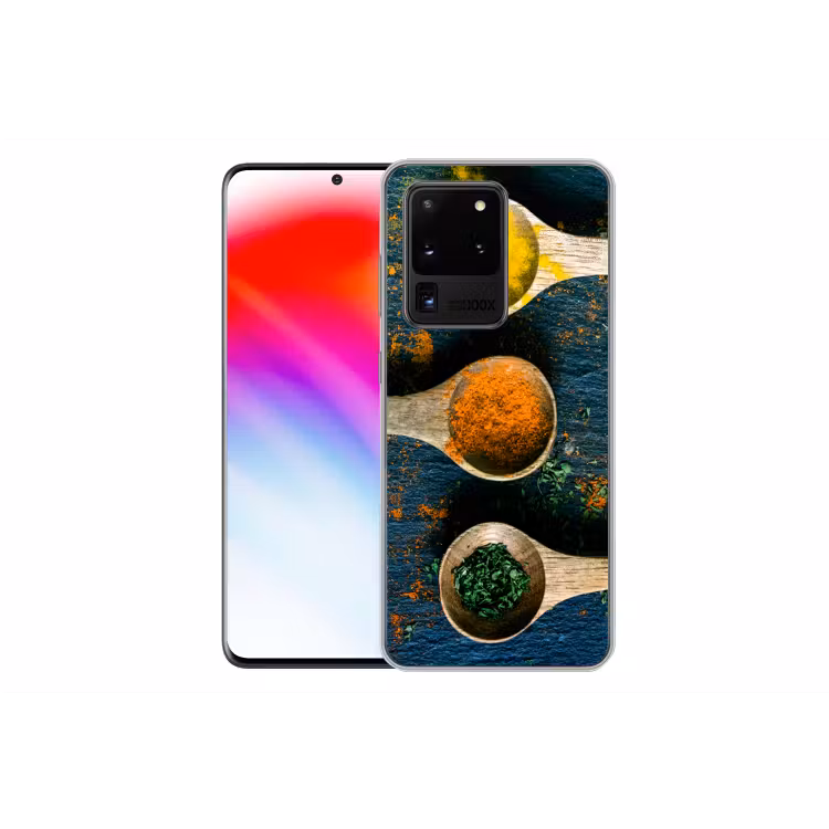 Specerijen - Lepel - Kruiden - Bruin - Geel - Groen Telefoonhoesje Samsung Galaxy S20 Ultra klein -dubbelS20Ultra
