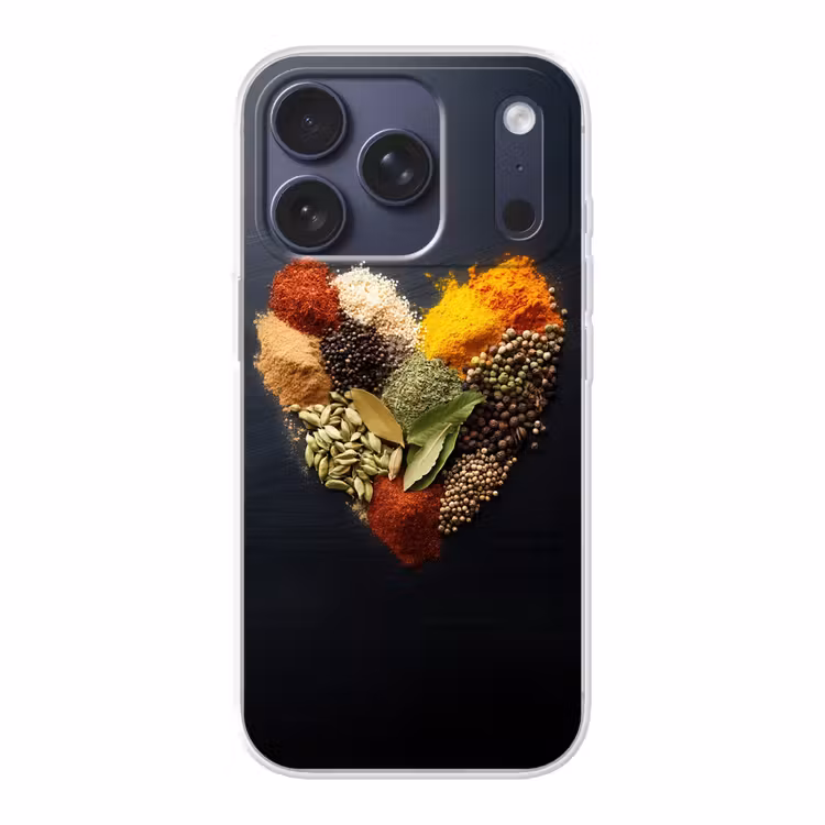 Specerijen - Mix - Hartvorm - Zwart Telefoonhoesje iPhone 17 Pro klein -3d