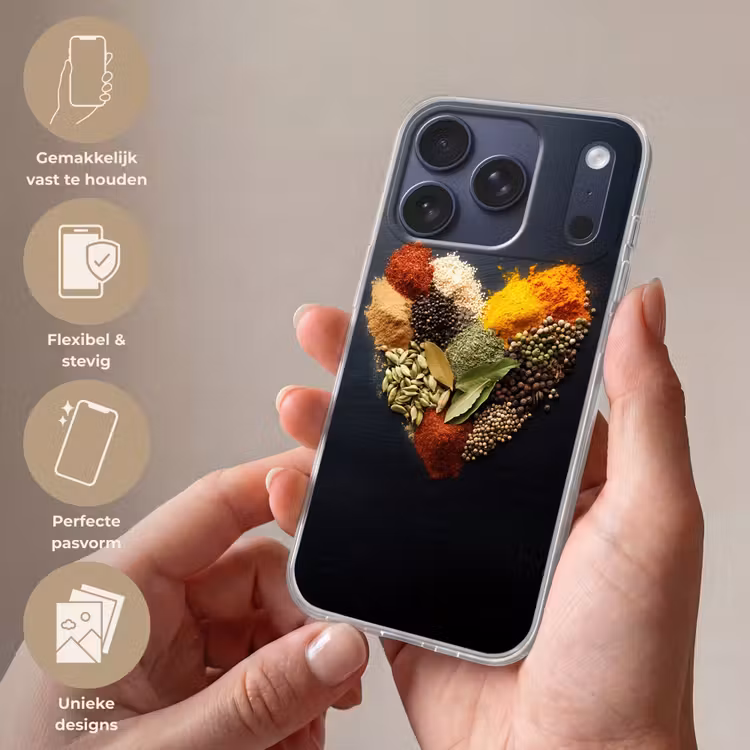 Specerijen - Mix - Hartvorm - Zwart Telefoonhoesje iPhone 17 Pro klein -sfeer3_NL