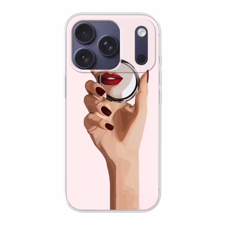 Spiegel - Rode lippen Telefoonhoesje iPhone 17 Pro klein -3d