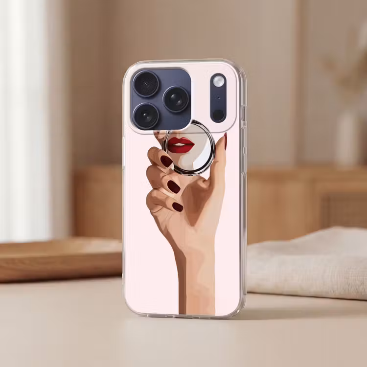 Spiegel - Rode lippen Telefoonhoesje iPhone 17 Pro klein -sfeer2