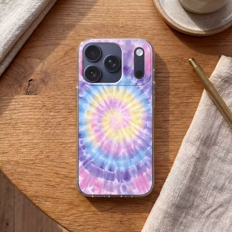Spiraal - Tie dye - Pasteltinten Telefoonhoesje iPhone 17 Pro klein -sfeer1