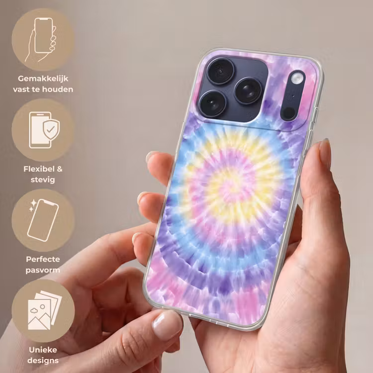 Spiraal - Tie dye - Pasteltinten Telefoonhoesje iPhone 17 Pro klein -sfeer3_NL