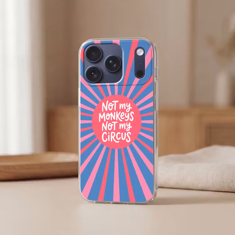 Spreuk - Grafisch - Abstract - Roze - Blauw Telefoonhoesje iPhone 17 Pro klein -sfeer2