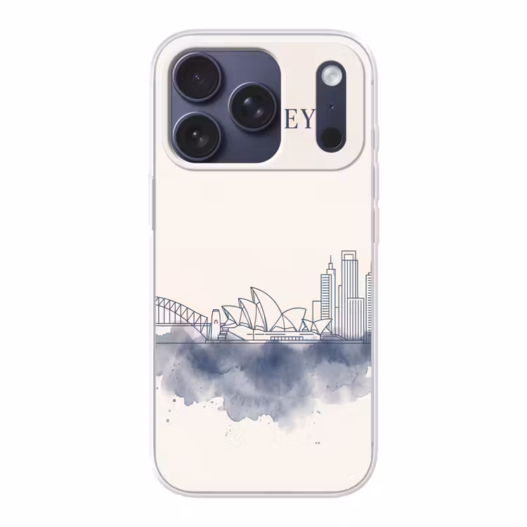 Stad - Skyline - Architectuur - Minimalistisch - Blauw Telefoonhoesje iPhone 17 Pro klein -3d