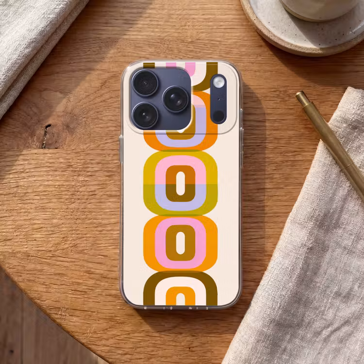 Stapel - Vormen - Geblokt - Oranje Telefoonhoesje iPhone 17 Pro klein -sfeer1