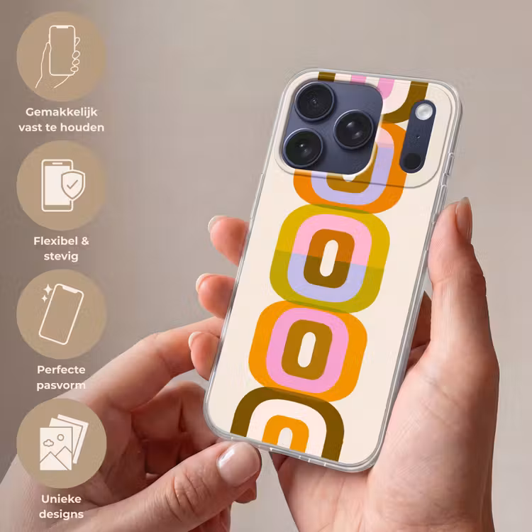 Stapel - Vormen - Geblokt - Oranje Telefoonhoesje iPhone 17 Pro klein -sfeer3_NL