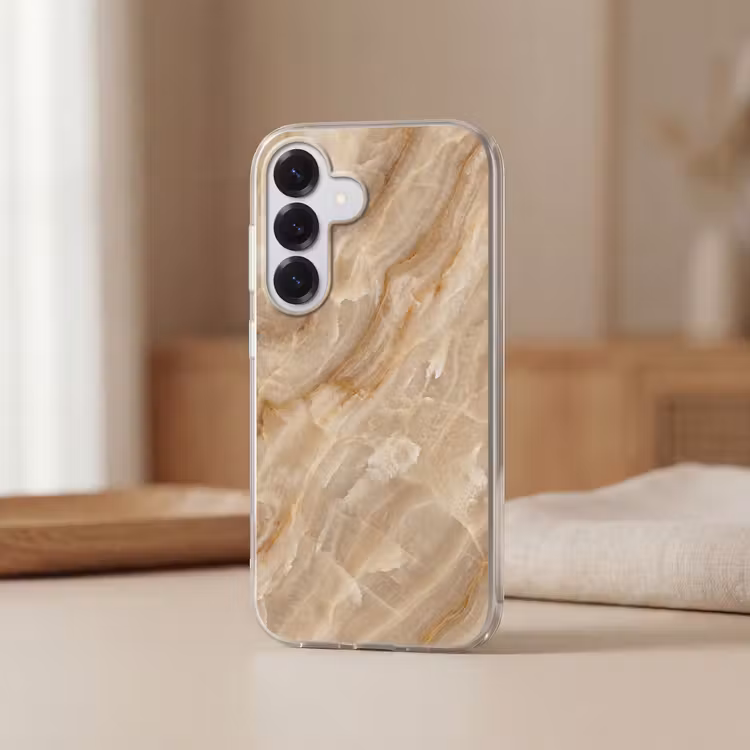 Steen - Ader - Natuur - Modern - Beige Telefoonhoesje Samsung Galaxy S26 klein -sfeer2