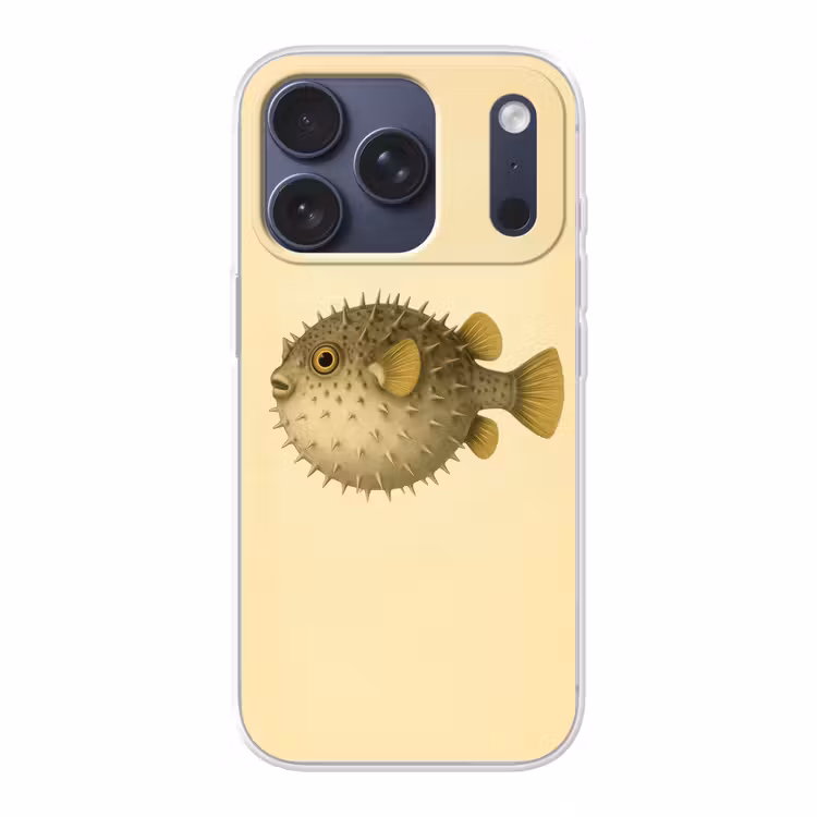 Stekels - Vis - Opgeblazen - Bruin Telefoonhoesje iPhone 17 Pro klein -3d