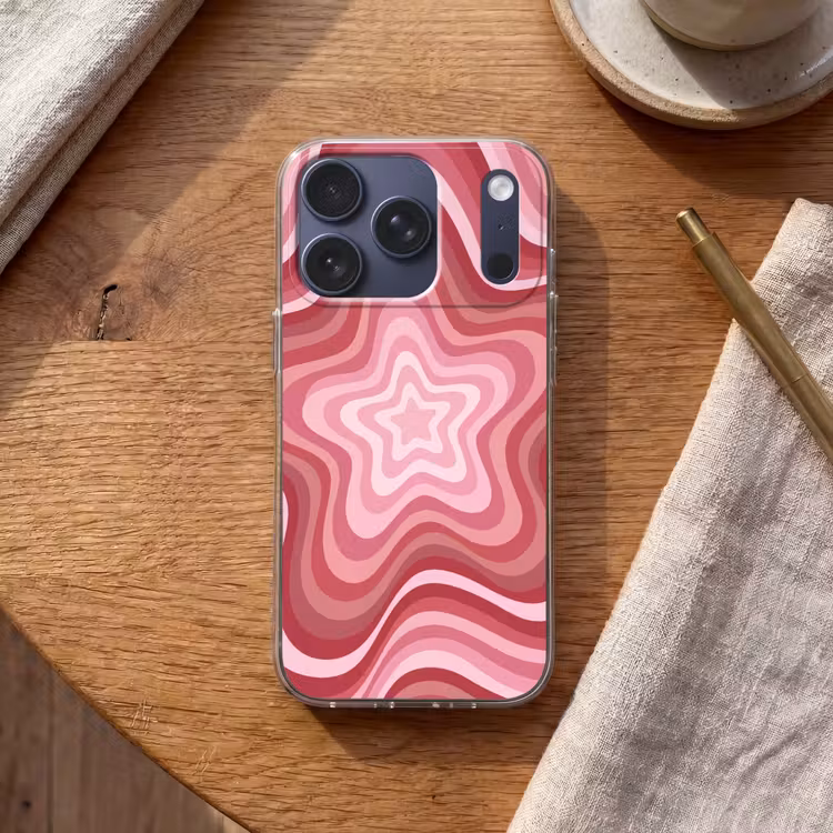 Ster - Golvend - Abstract - Roze Telefoonhoesje iPhone 17 Pro klein -sfeer1