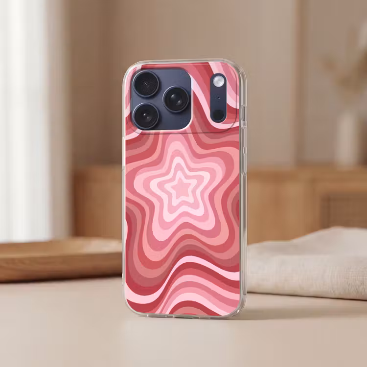 Ster - Golvend - Abstract - Roze Telefoonhoesje iPhone 17 Pro klein -sfeer2