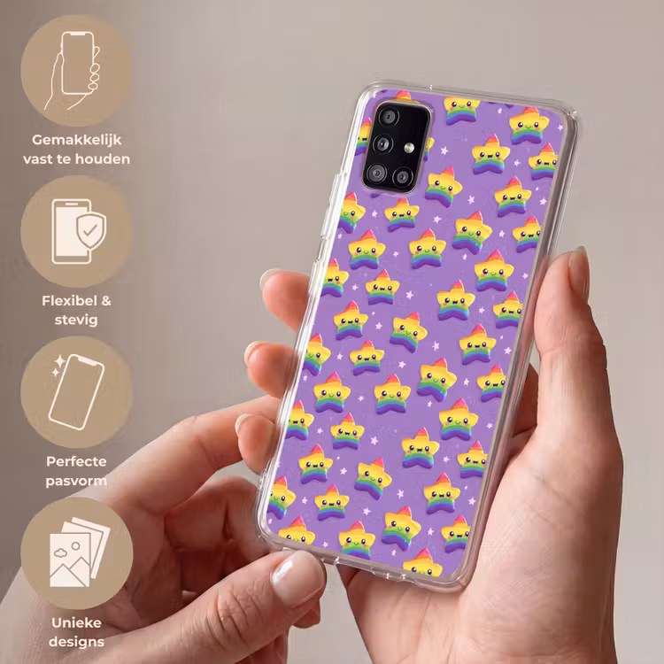 Sterren - Regenboog - Paars Telefoonhoesje Samsung Galaxy A51 5G klein 373 -sfeer3_NL