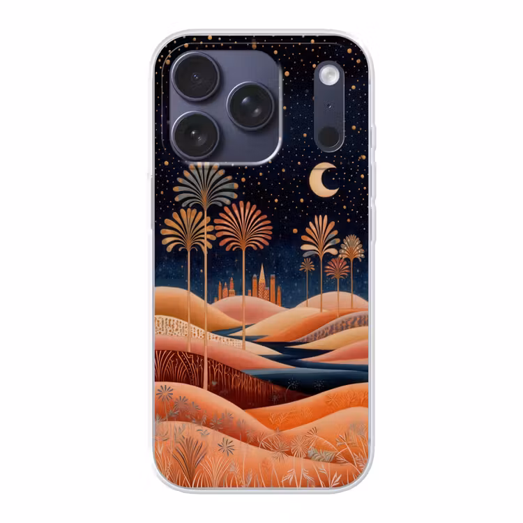 Sterrenhemel - Palmen - Rivier Telefoonhoesje iPhone 17 Pro klein -3d